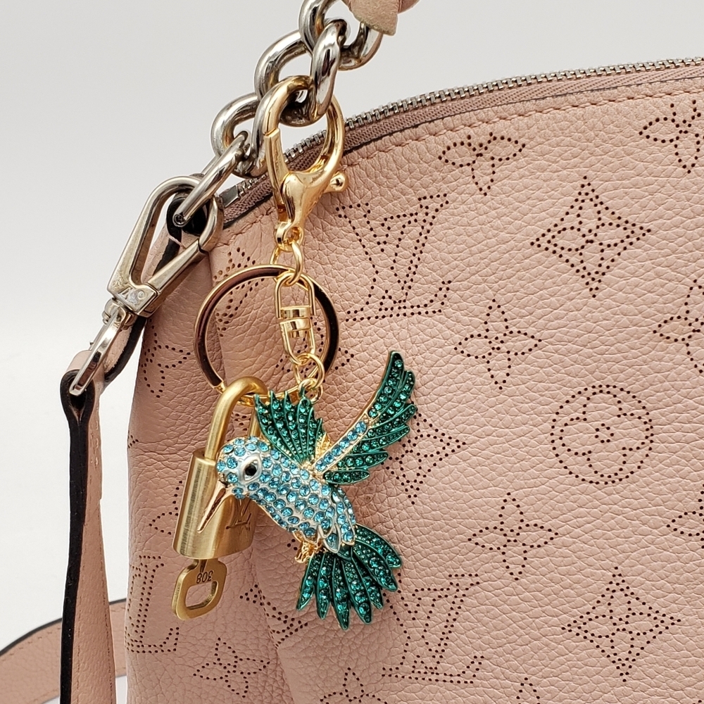 Authentic Louis Vuitton Gold Padlock W/ Unbranded Blue Bird Bag Charm 100525 - Picture 4 of 8